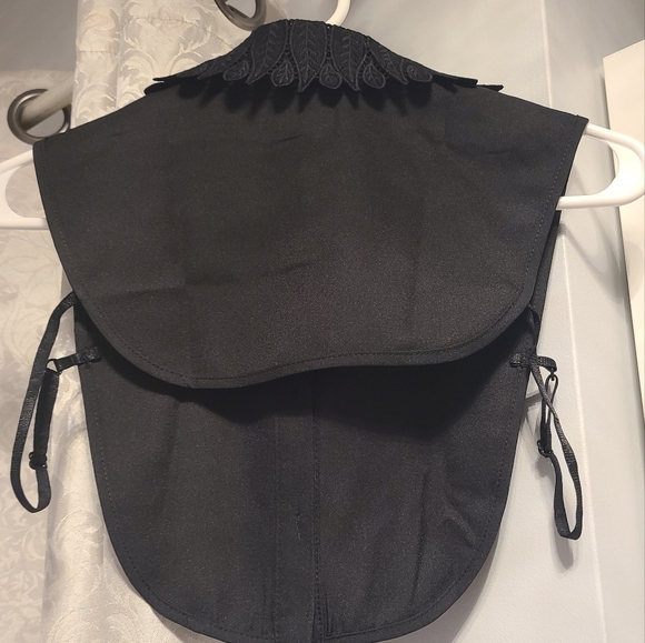 HP👌Black Chiffon False Collar Lace Leaf Embroidery - Picture 6 of 6